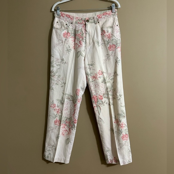 Ralph Lauren Denim - Ralph Lauren Cream Pink Jeans with Pink & Green Floral Print